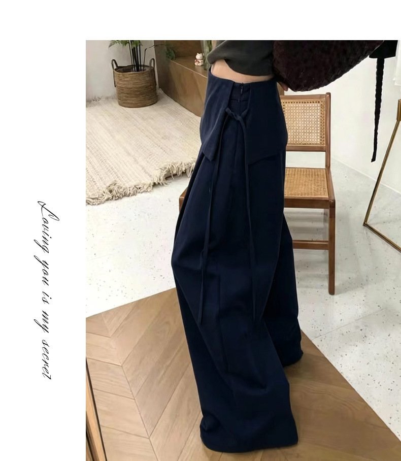 Trendy new spring/autumn casual two-piece skirt and pants set for women, featuring Korean-inspired design, high waist, slimming effect, and straight-leg fit. 10