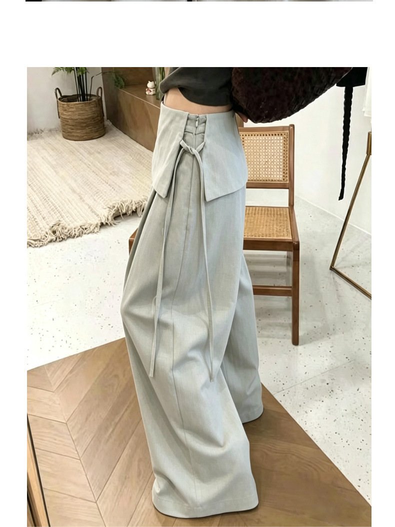 Trendy new spring/autumn casual two-piece skirt and pants set for women, featuring Korean-inspired design, high waist, slimming effect, and straight-leg fit. 19