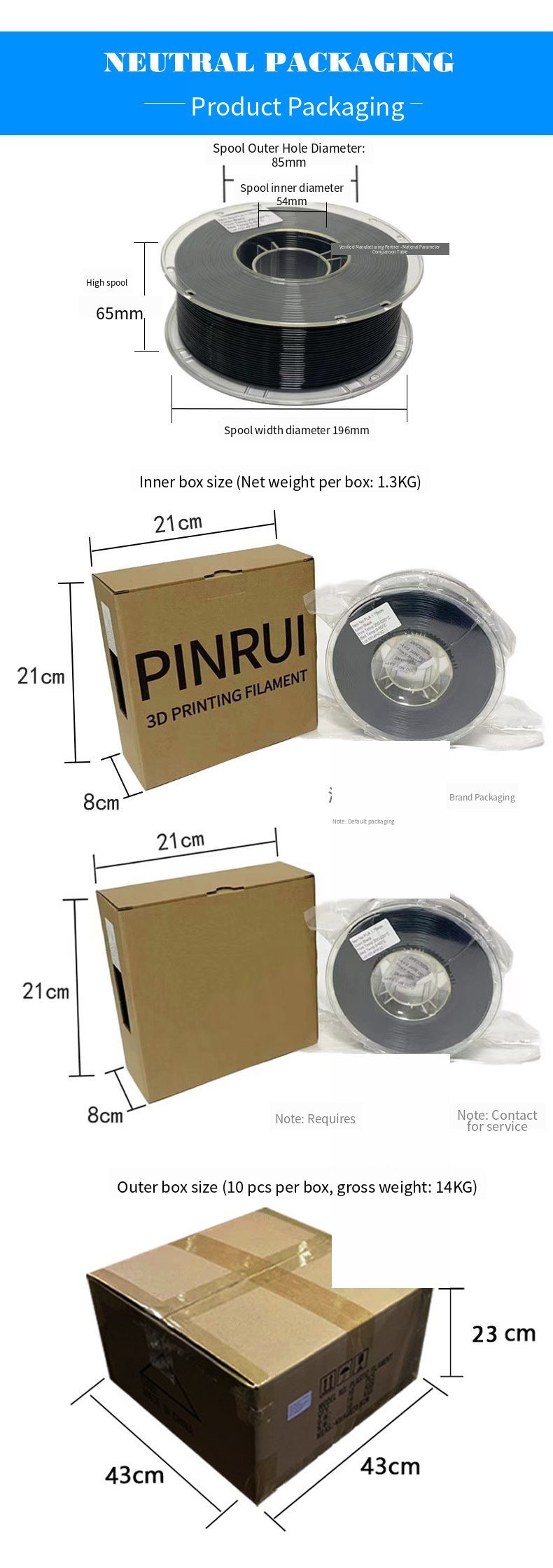 PINRUI 3D printing filament, PETG 1.75mm, acid-resistant, high-strength, durable PETG filament for advertising signs. 3